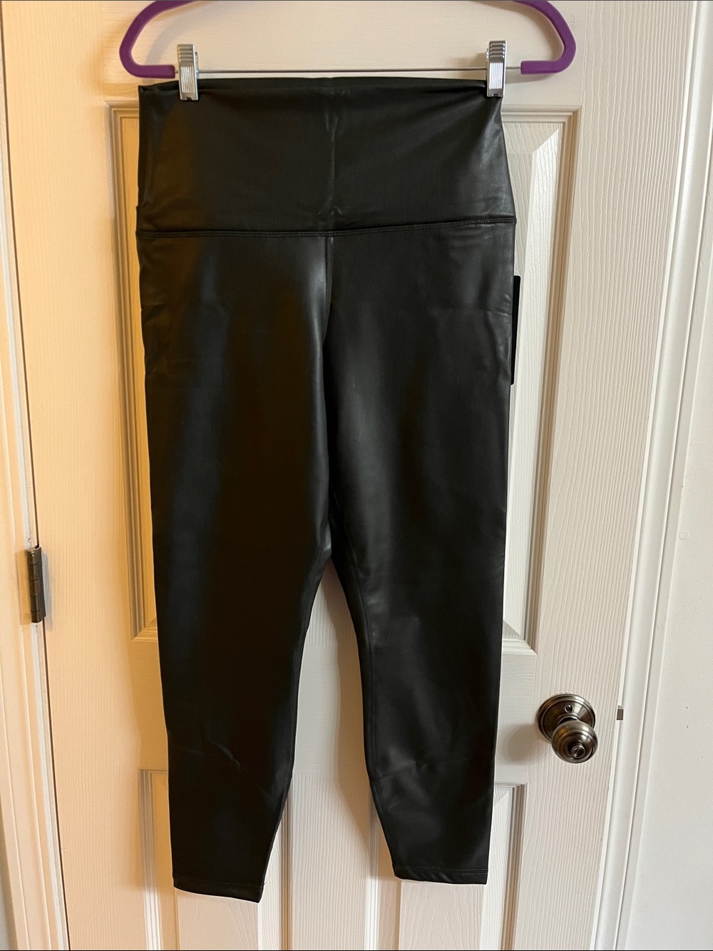 SPANX Faux Leather Olive High-Waist Leggings